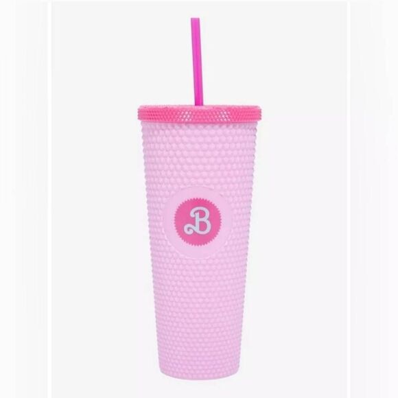 Barbie Set of 3 Pink Large Pyramid Acrylic Travel Cups - Picture 1 of 3